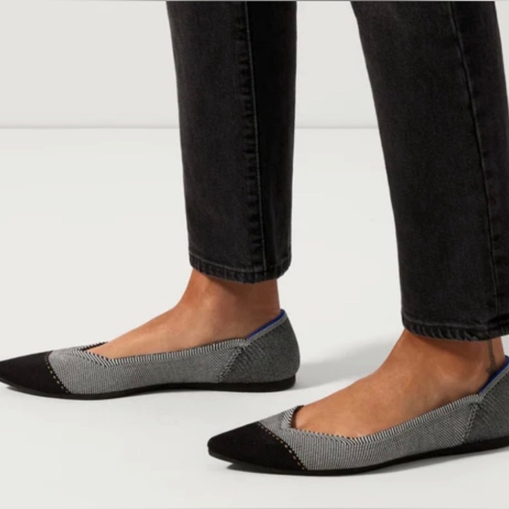 Rothy's Women's The Point Slip On Cap-Toe Ballet Flat in TM8 Gray Mist